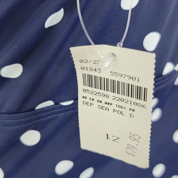 Lands' End Deep Sea Polka Dot V-Neck Wrap Underwire Tankini Swim Top Sz 12 NEW‎ - Picture 14 of 14